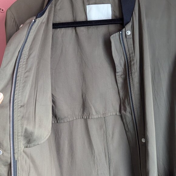 Soia & Kyo Bia Bonsai Green Modal Satin Unlined Long Bomber Jacket - Picture 6 of 12